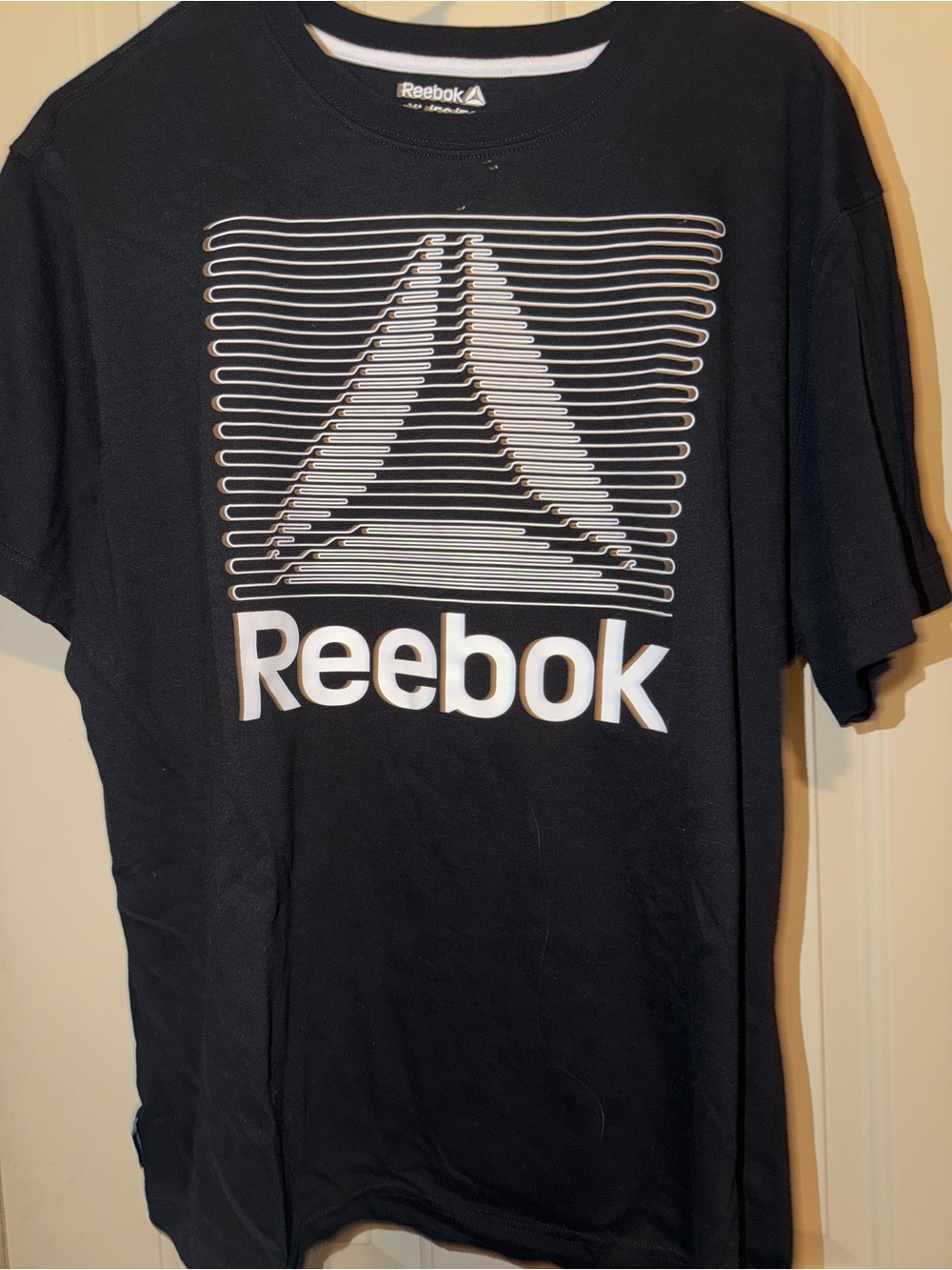 Reebok Black Short Sleeve Tee with White Logo Graphic